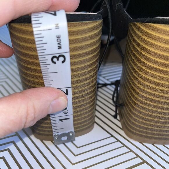 Ana Daly Heel Sandals Size 8 M Black Faux Suede Open Toe Buckle Chunky Y2K - Picture 10 of 11